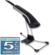 Opticon OPR-2001-BLACK-WEDGE Scanner / Black / Laser / Corded PS/2 Wedge Interface / PS/2 Wedge Straight Cable (incl Hands-Free Stand) [with 5 Year Warranty]