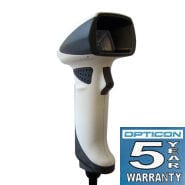Opticon OPI-2201 Scanner [UK/EU/US/AUS] / White / 2D CMOS Imager / Pistol Grip / Corded RS232 Interface / RS232 Straight Cable (incl PSU [UK/EU/US/AUS]) [with 5 Year Warranty]